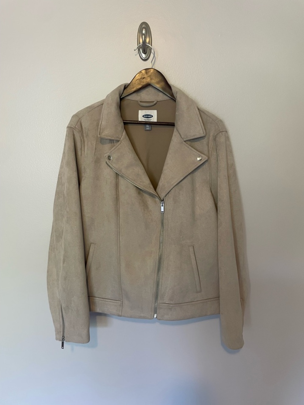 NWT Old Navy Tan Microsuede Moto Jacket, XXL